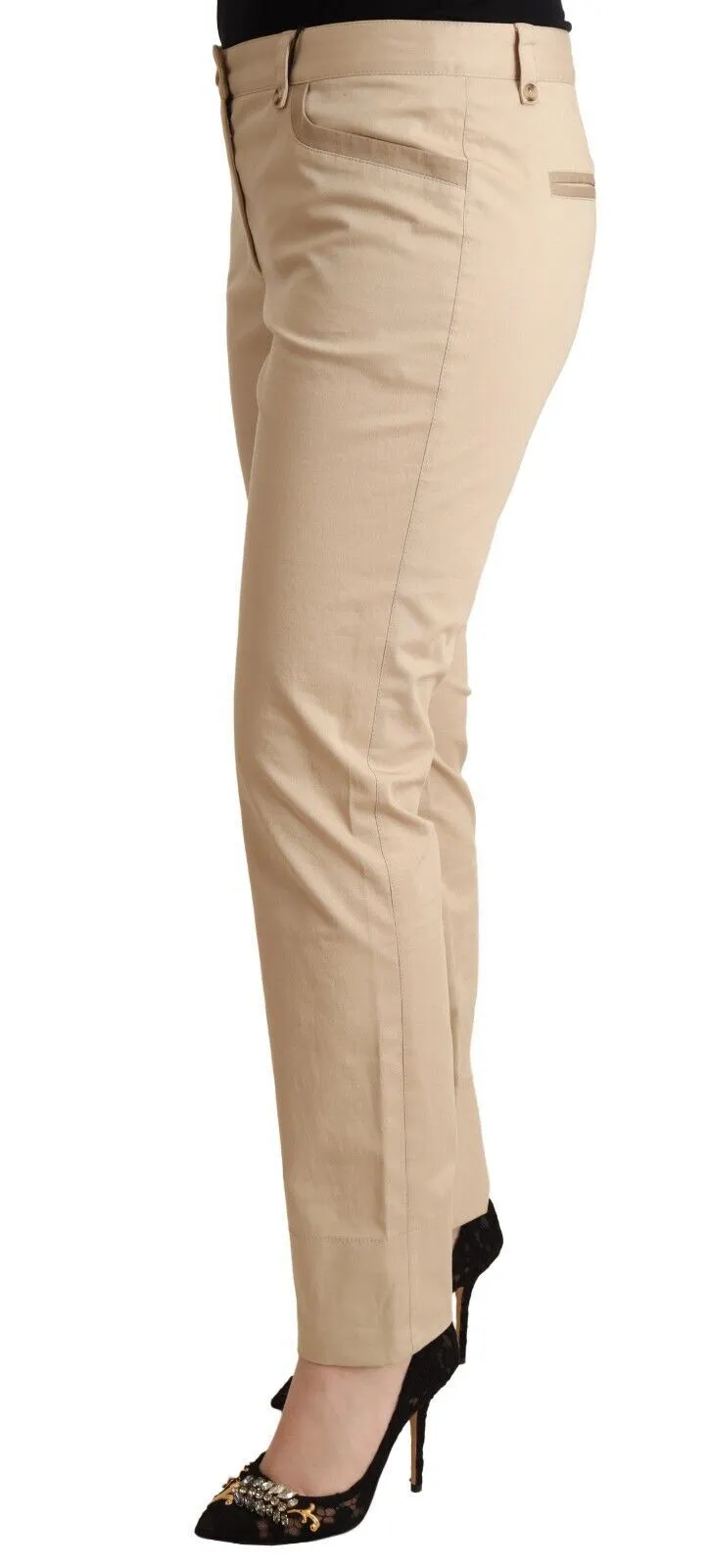 Dolce & Gabbana Women's Elegant Beige Cotton Stretch Skinny Pants