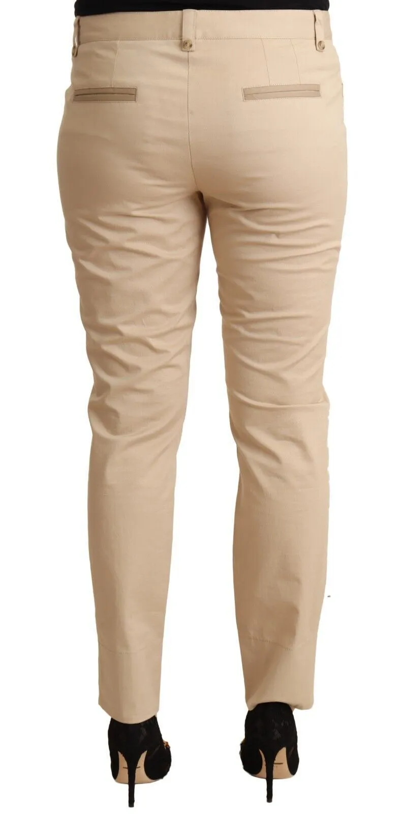 Dolce & Gabbana Women's Elegant Beige Cotton Stretch Skinny Pants