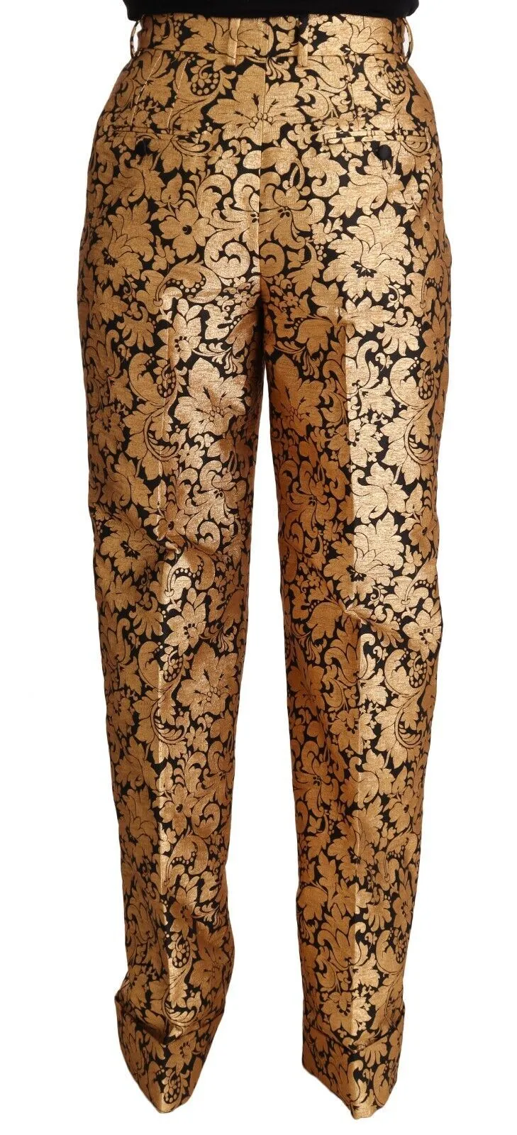 Dolce & Gabbana Women's Elegant Floral Jacquard High Waist Trousers
