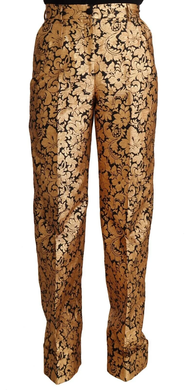 Dolce & Gabbana Women's Elegant Floral Jacquard High Waist Trousers