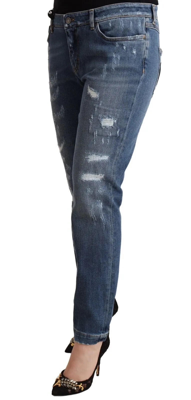 Dolce & Gabbana Women's Elegant Distressed Skinny Denim Chic Look