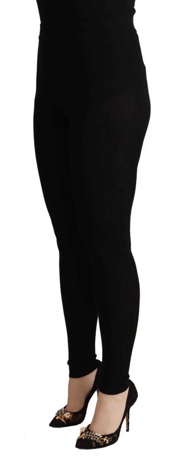 Dolce & Gabbana Women's Black High Waist Cashmere Tights Pants