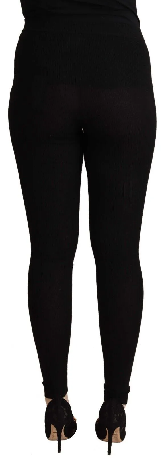 Dolce & Gabbana Women's Black High Waist Cashmere Tights Pants