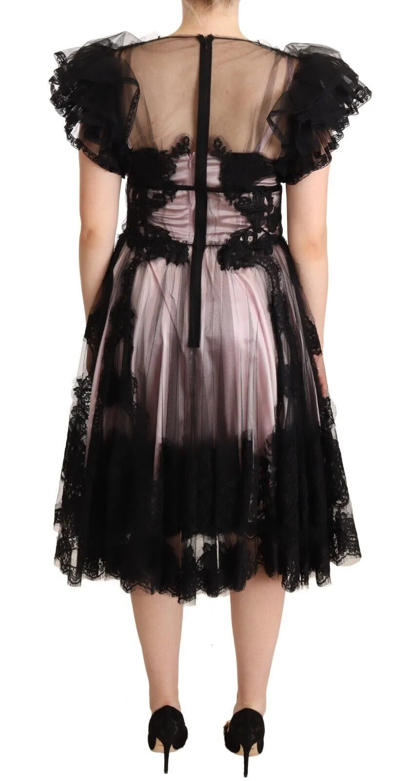 Dolce & Gabbana Women's Chic Black Floral Lace Midi Dress
