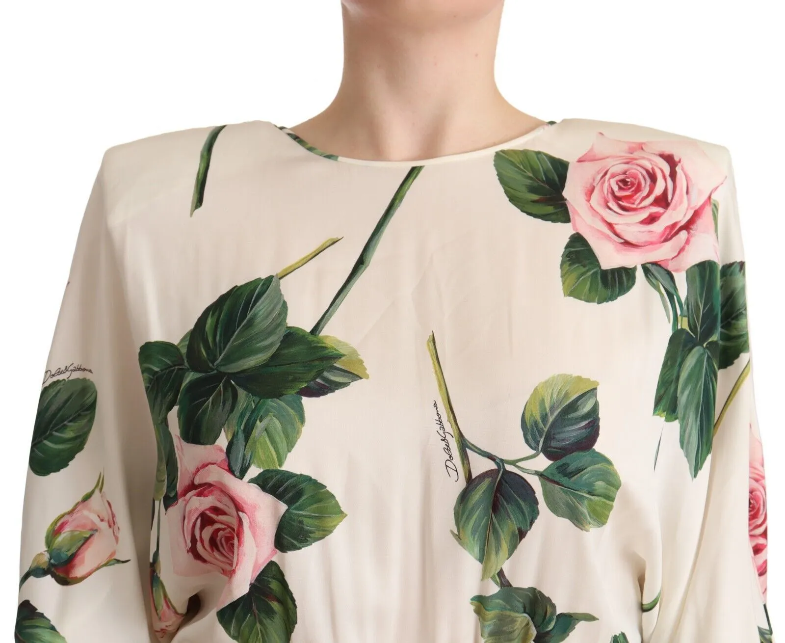 Dolce & Gabbana Women's Elegant Stretch Silk Pleated Rose Dress