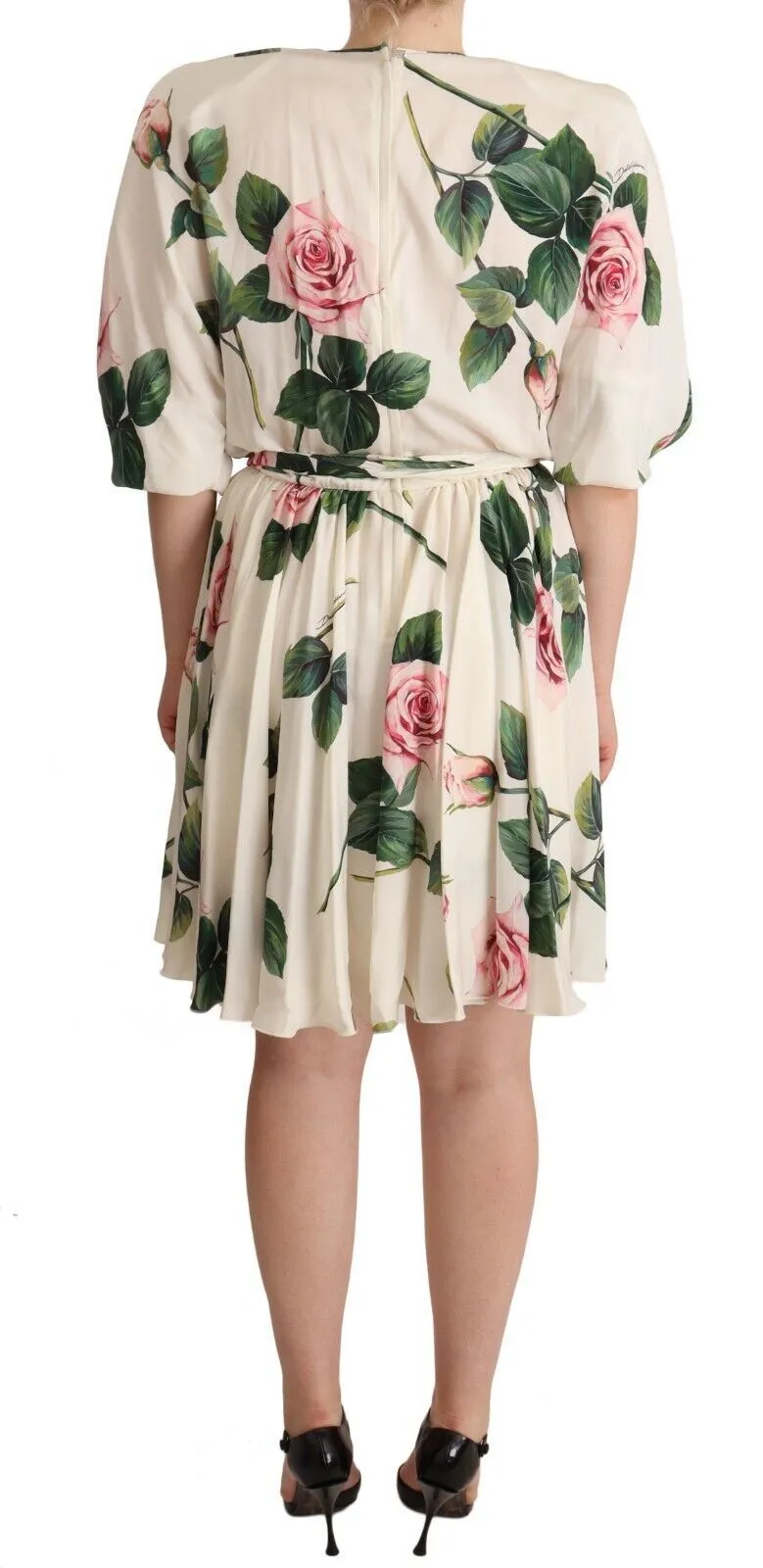 Dolce & Gabbana Women's Elegant Stretch Silk Pleated Rose Dress