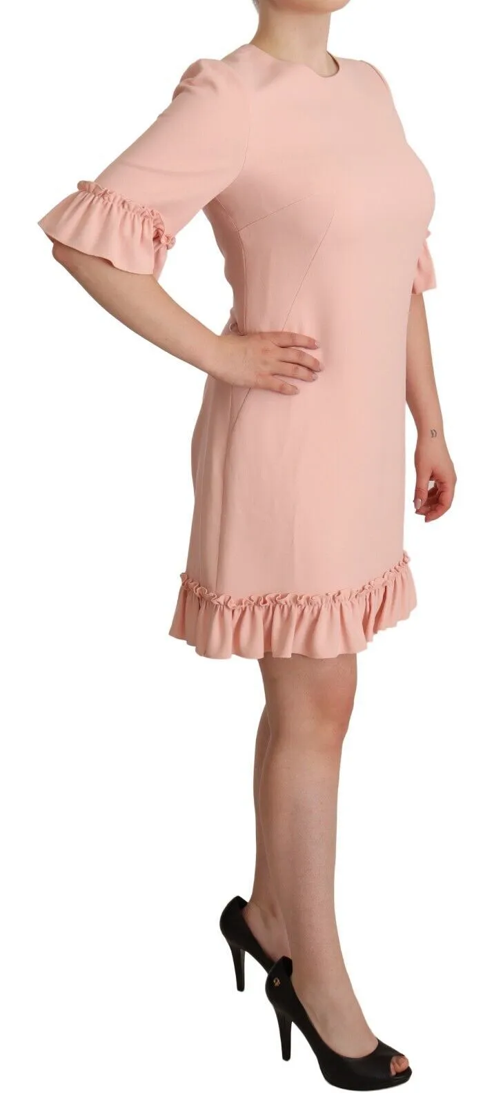 Dolce & Gabbana Women's Ruffled Sleeve Sheath Dress in Pink
