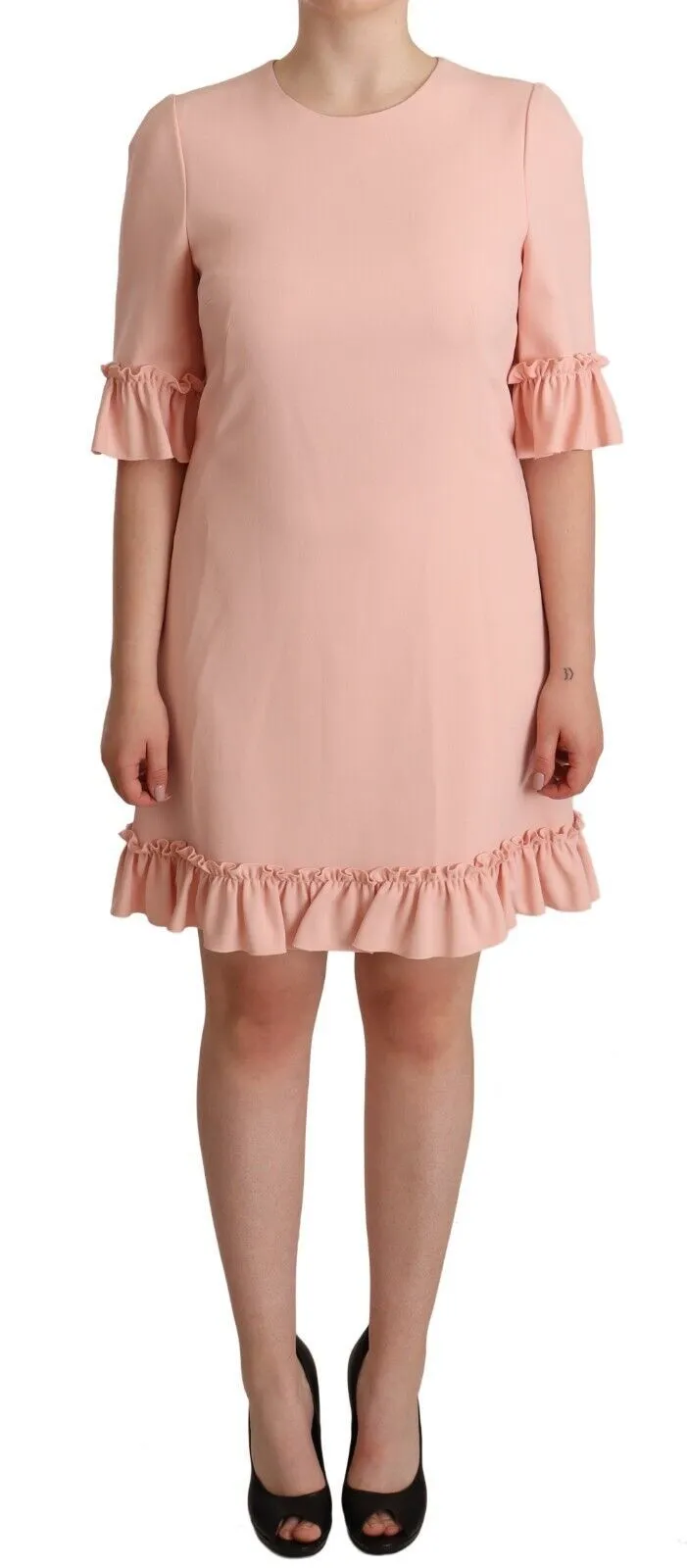 Dolce & Gabbana Women's Ruffled Sleeve Sheath Dress in Pink