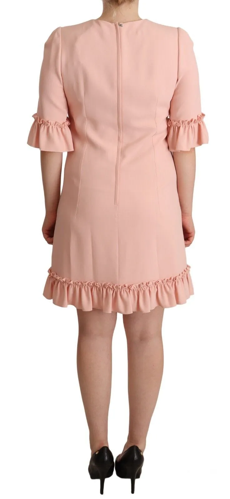 Dolce & Gabbana Women's Ruffled Sleeve Sheath Dress in Pink