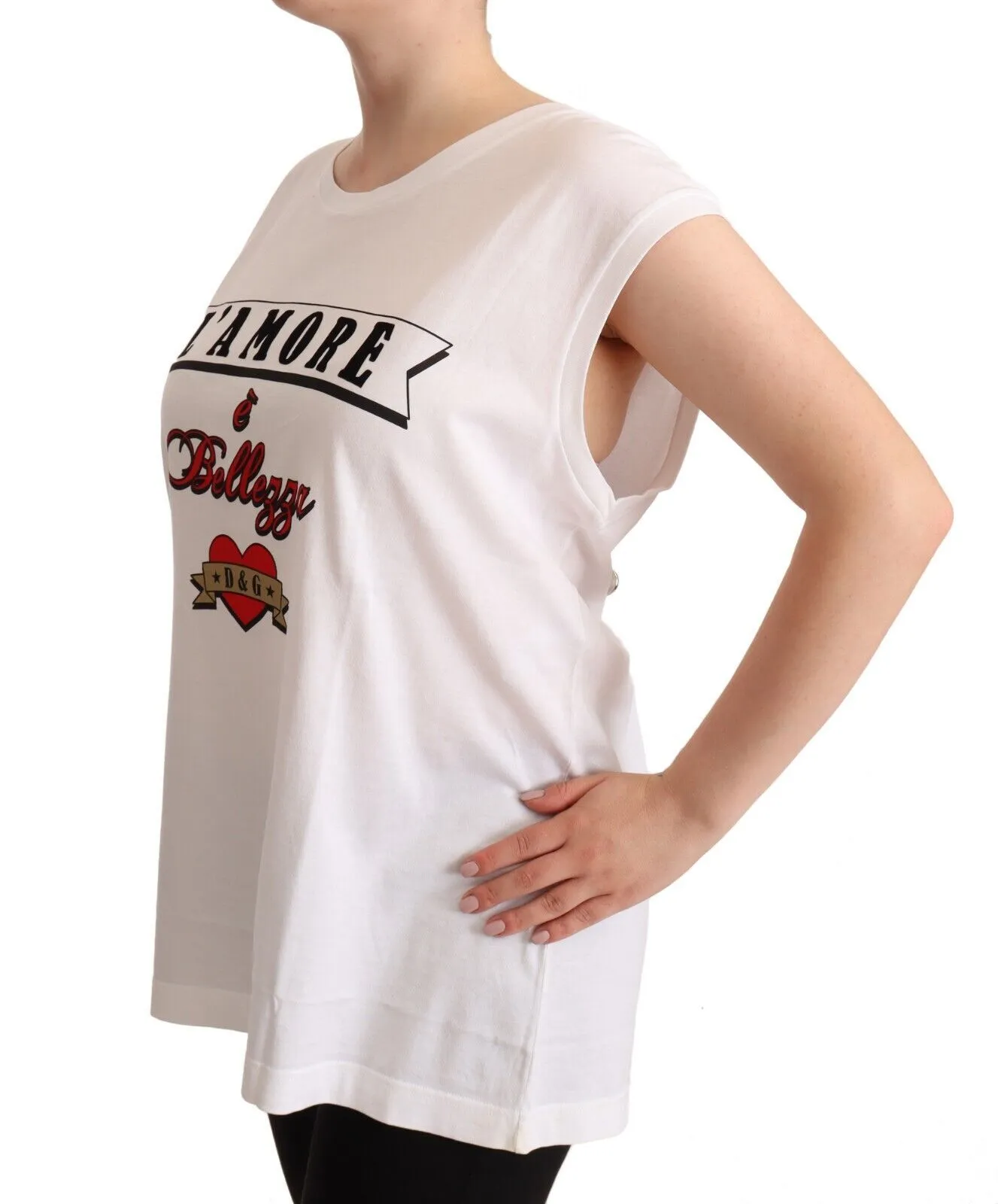 Dolce & Gabbana Women's Elegant White Motive Print Tank Top