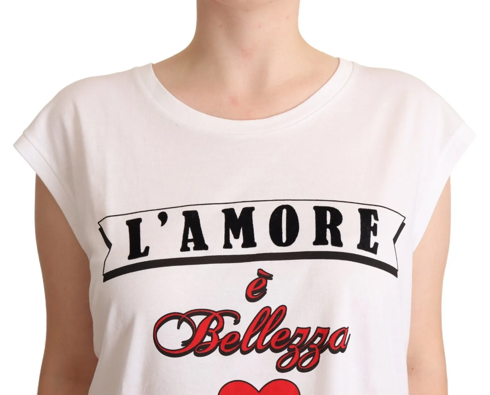 Dolce & Gabbana Women's Elegant White Motive Print Tank Top