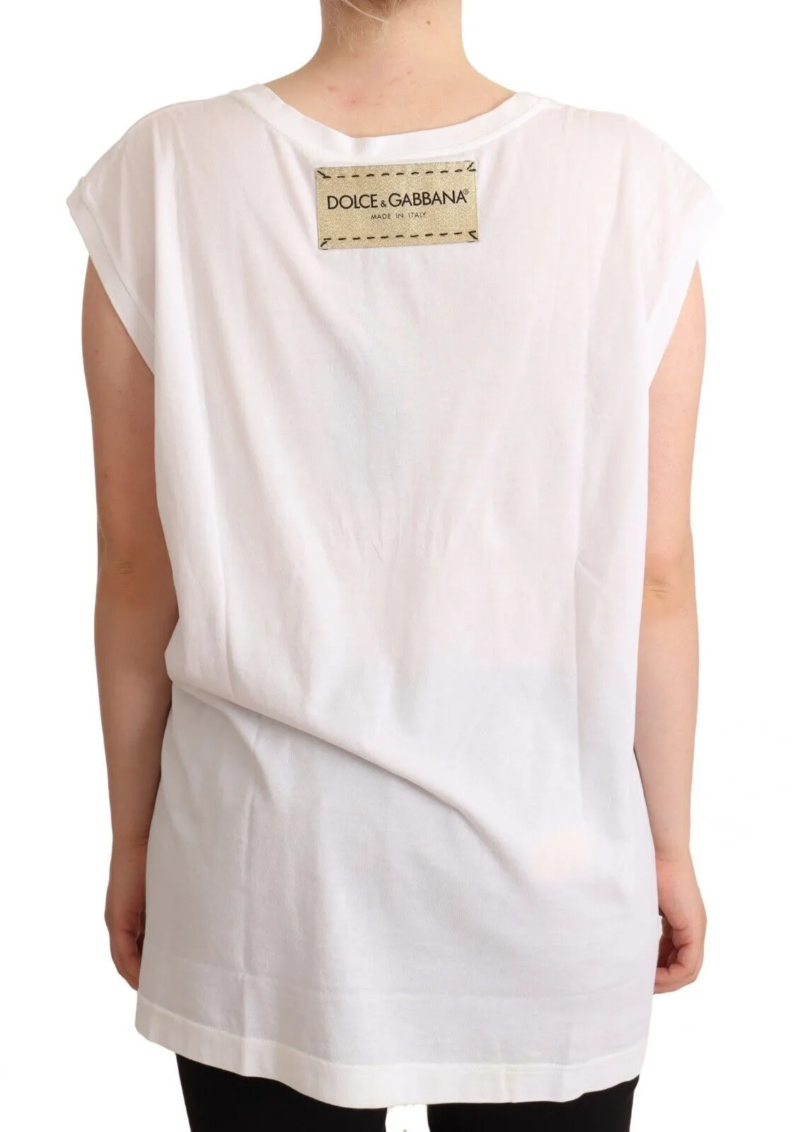 Dolce & Gabbana Women's Elegant White Motive Print Tank Top