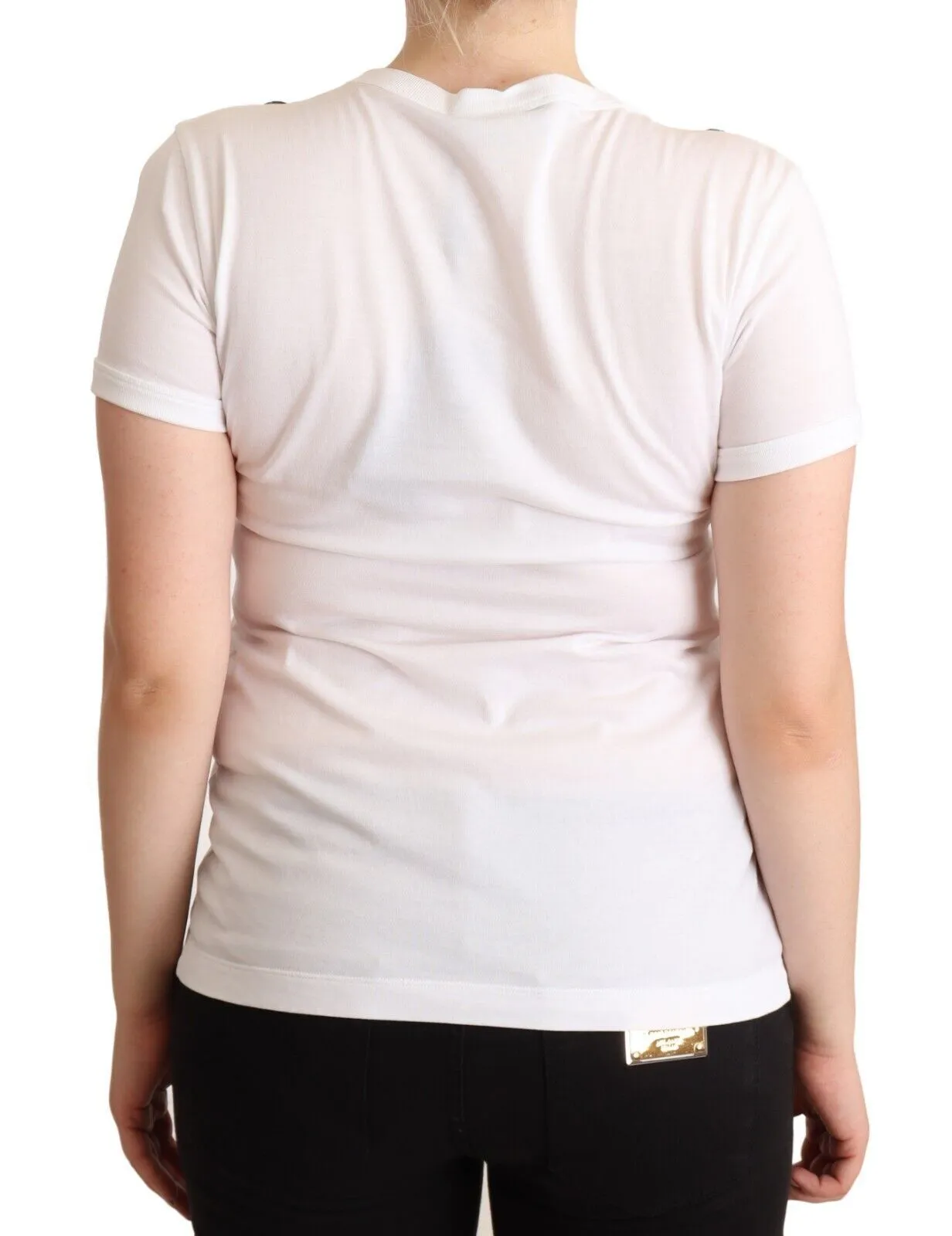 Dolce & Gabbana Women's Crystal-Embellished White Cotton Tee