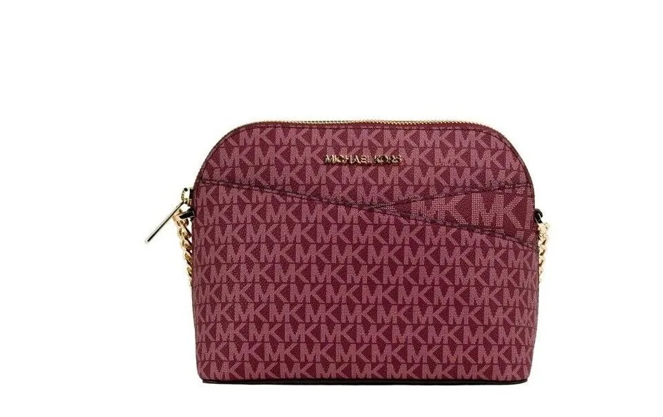 Michael Kors Women's Jet Set Medium Mulberry PVC Leather X Cross Dome Crossbody Handbag