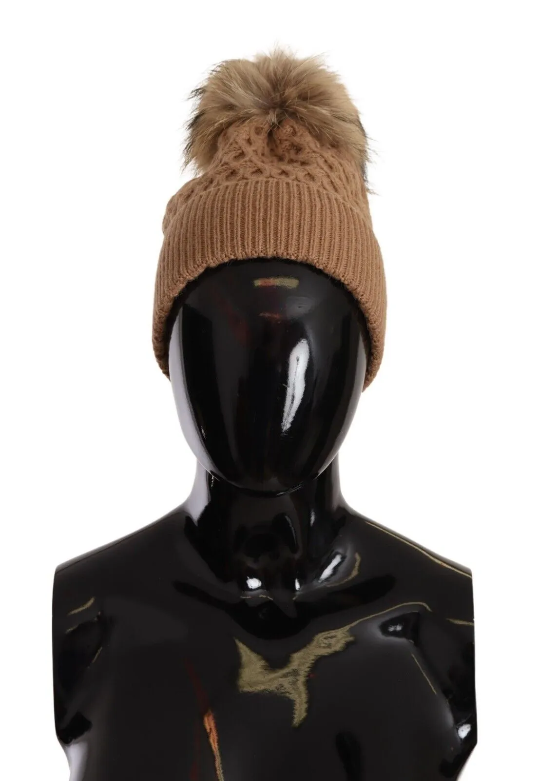 Dolce & Gabbana Women's Italian Chic Camel Knit Beanie Hat