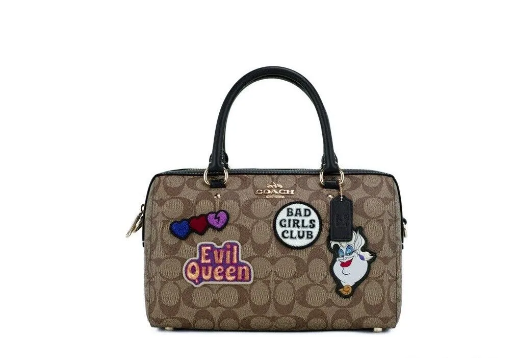 COACH Women's Disney Villain Patches Signature Coated Canvas Rowan Satchel Bag