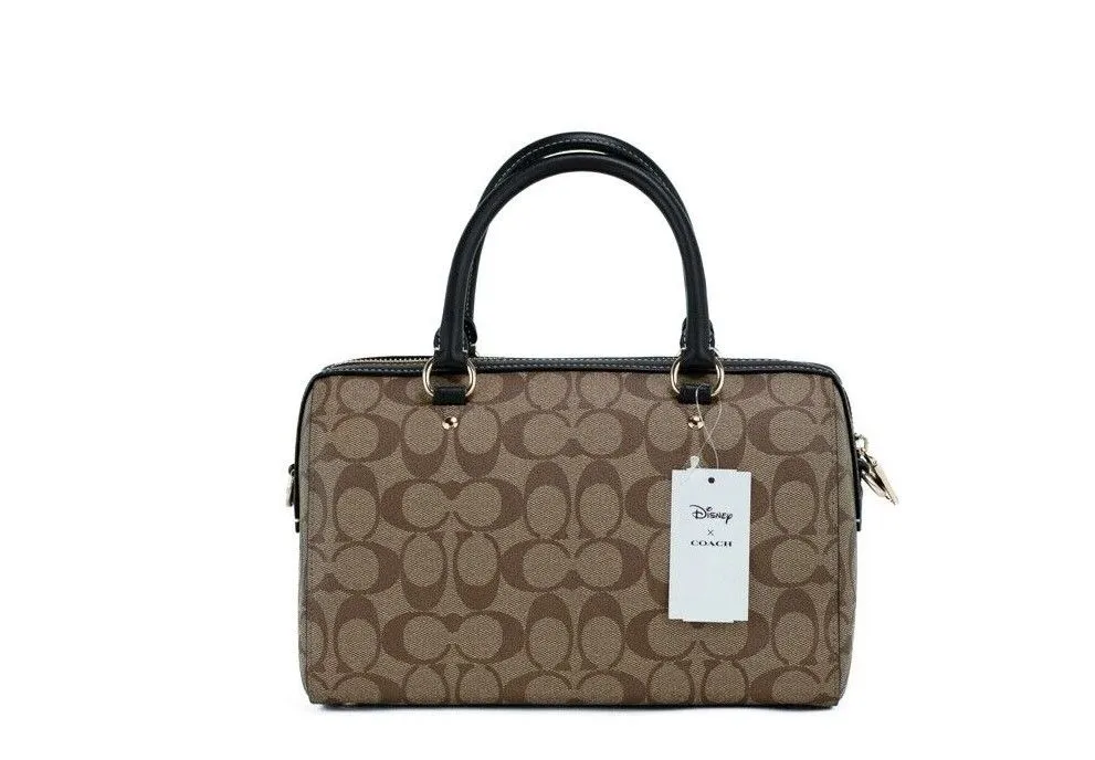 COACH Women's Disney Villain Patches Signature Coated Canvas Rowan Satchel Bag