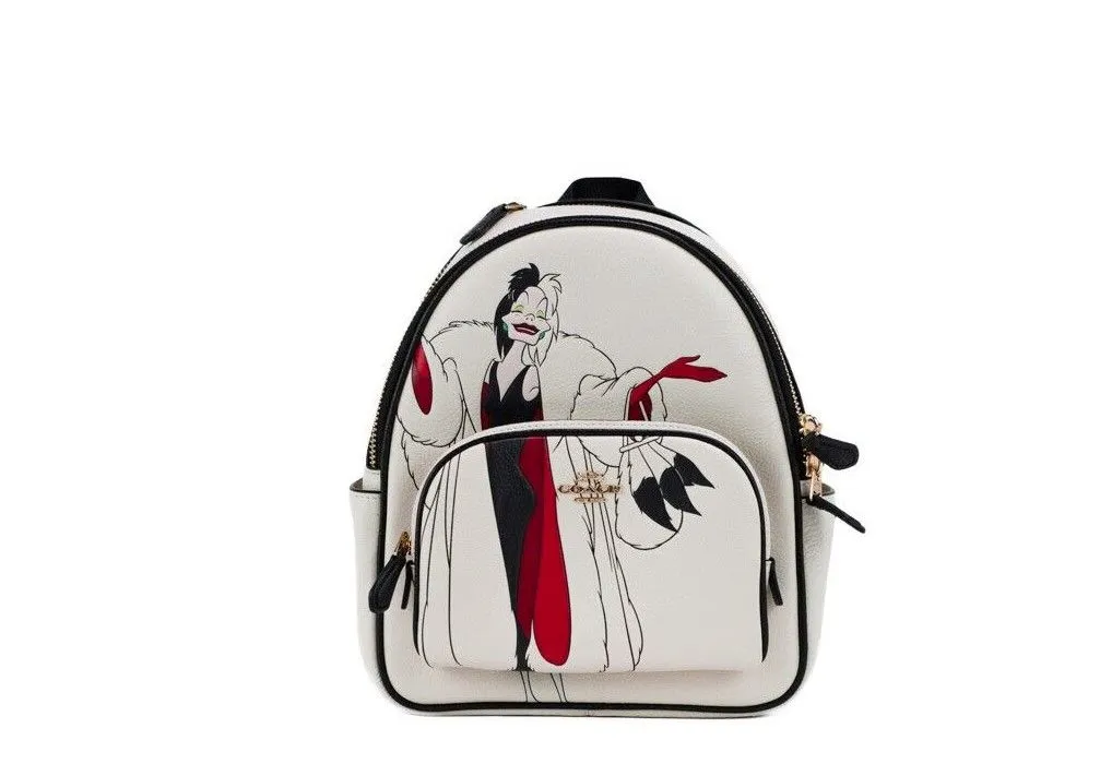 COACH Women's Disney Cruella Motif Mini Pebbled Leather Court Backpack Bag