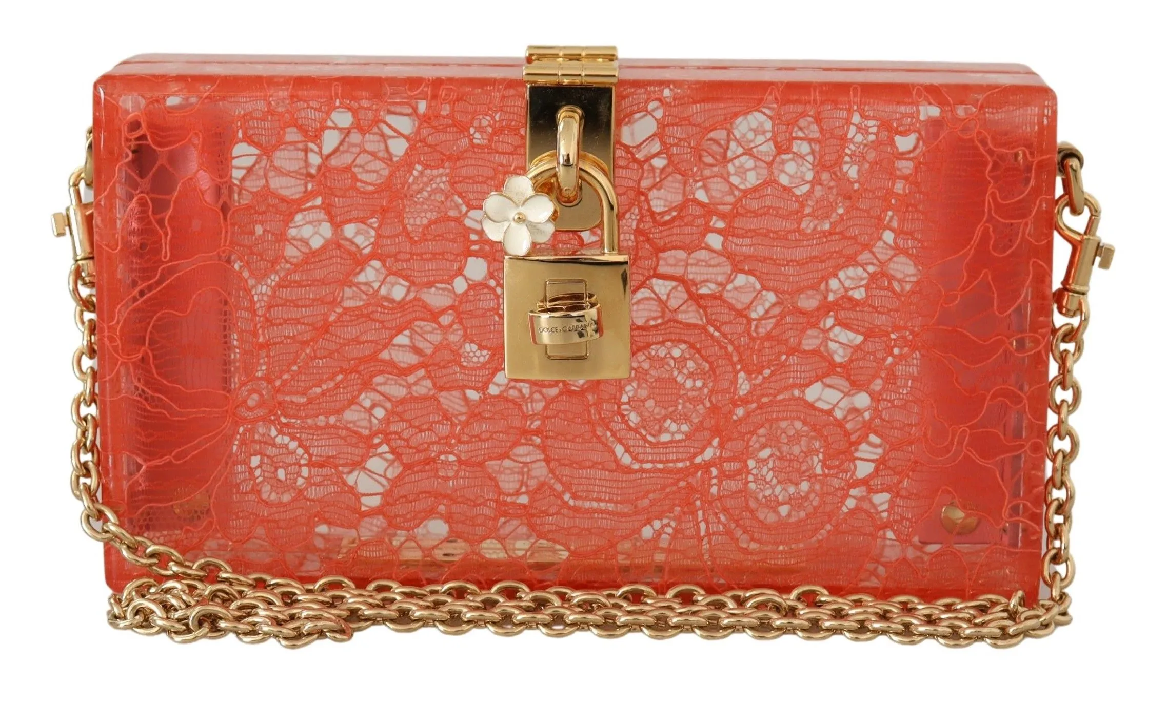 Dolce & Gabbana Women's Stunning Peach Clutch with Gold Chain