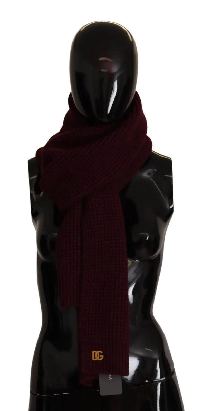 Dolce & Gabbana Women's Elegant Cashmere Knit Scarf in Dark Red
