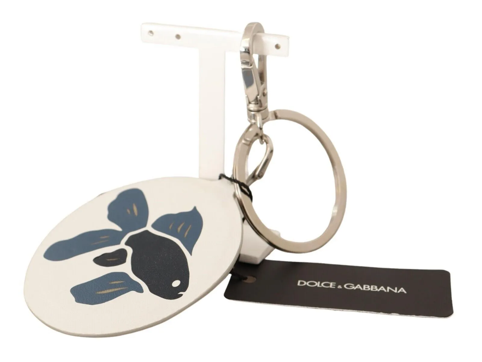 Dolce & Gabbana Men's Chic White Leather Keychain