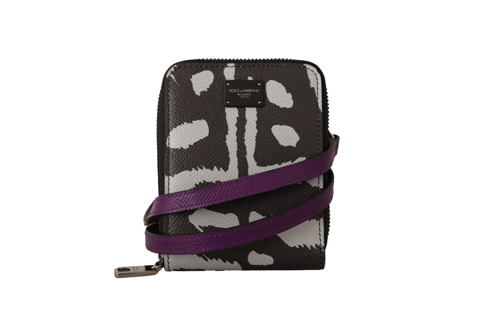Dolce & Gabbana Women's Elegant Purple Leather Bifold Wallet with Strap