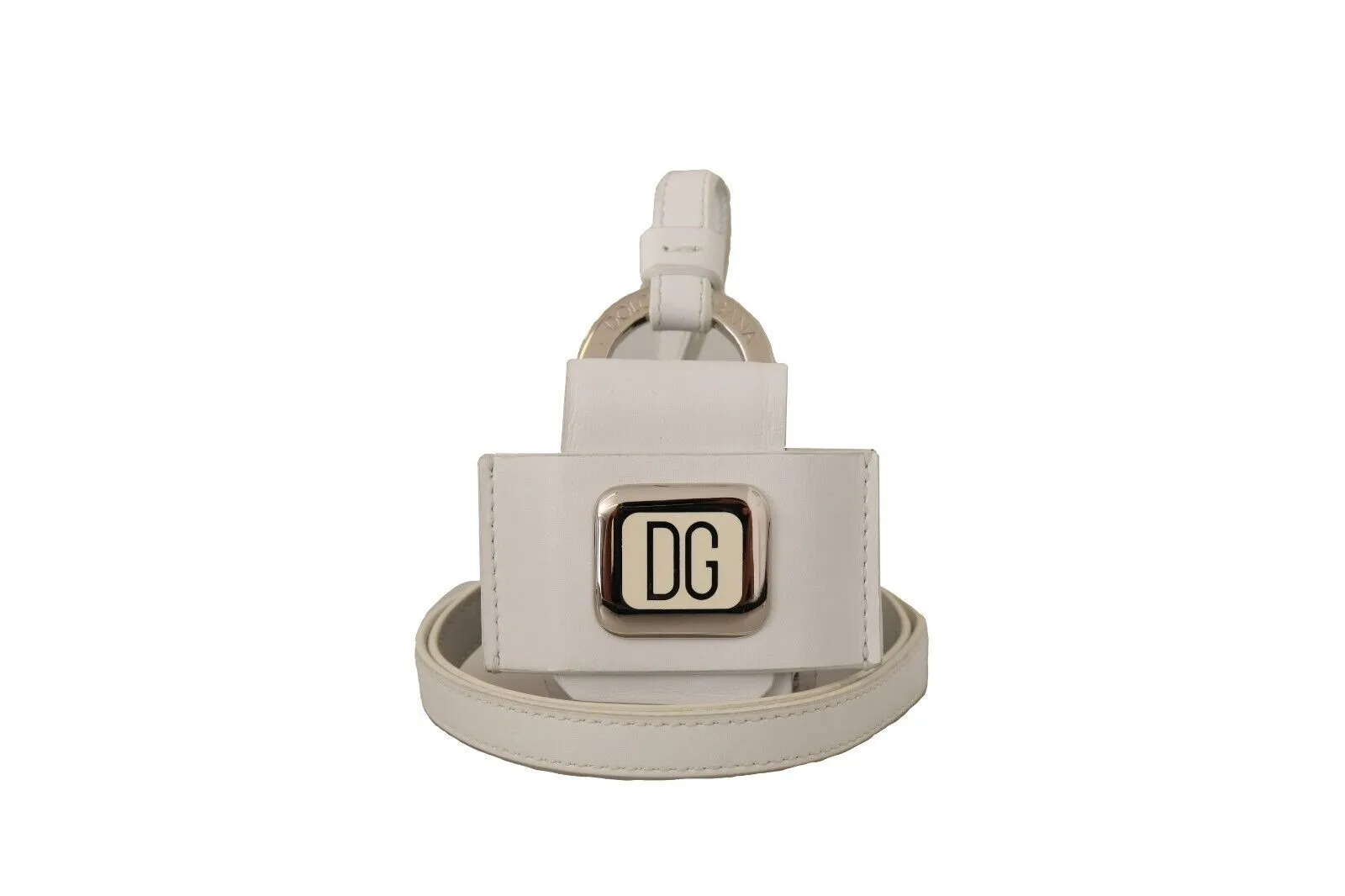 Dolce & Gabbana Men's Elegant Leather Airpods Case in Pristine White
