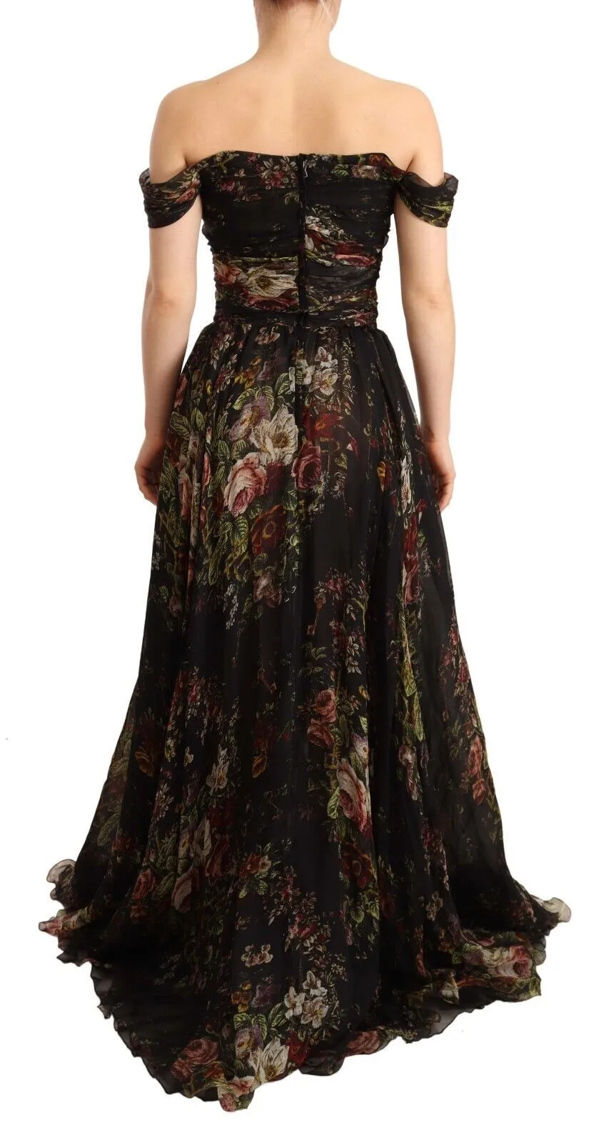 Dolce & Gabbana Women's Floral Silk Off-Shoulder Long Dress