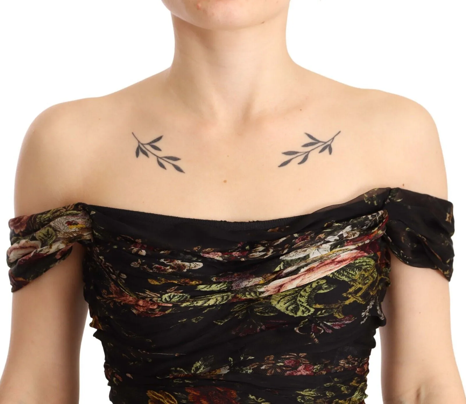 Dolce & Gabbana Women's Floral Silk Off-Shoulder Long Dress