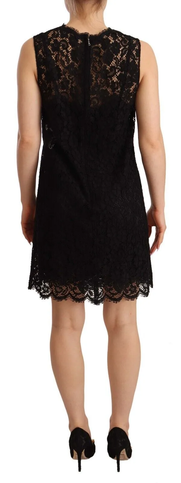 Dolce & Gabbana Women's Elegant Floral Lace Sheath Dress in Black