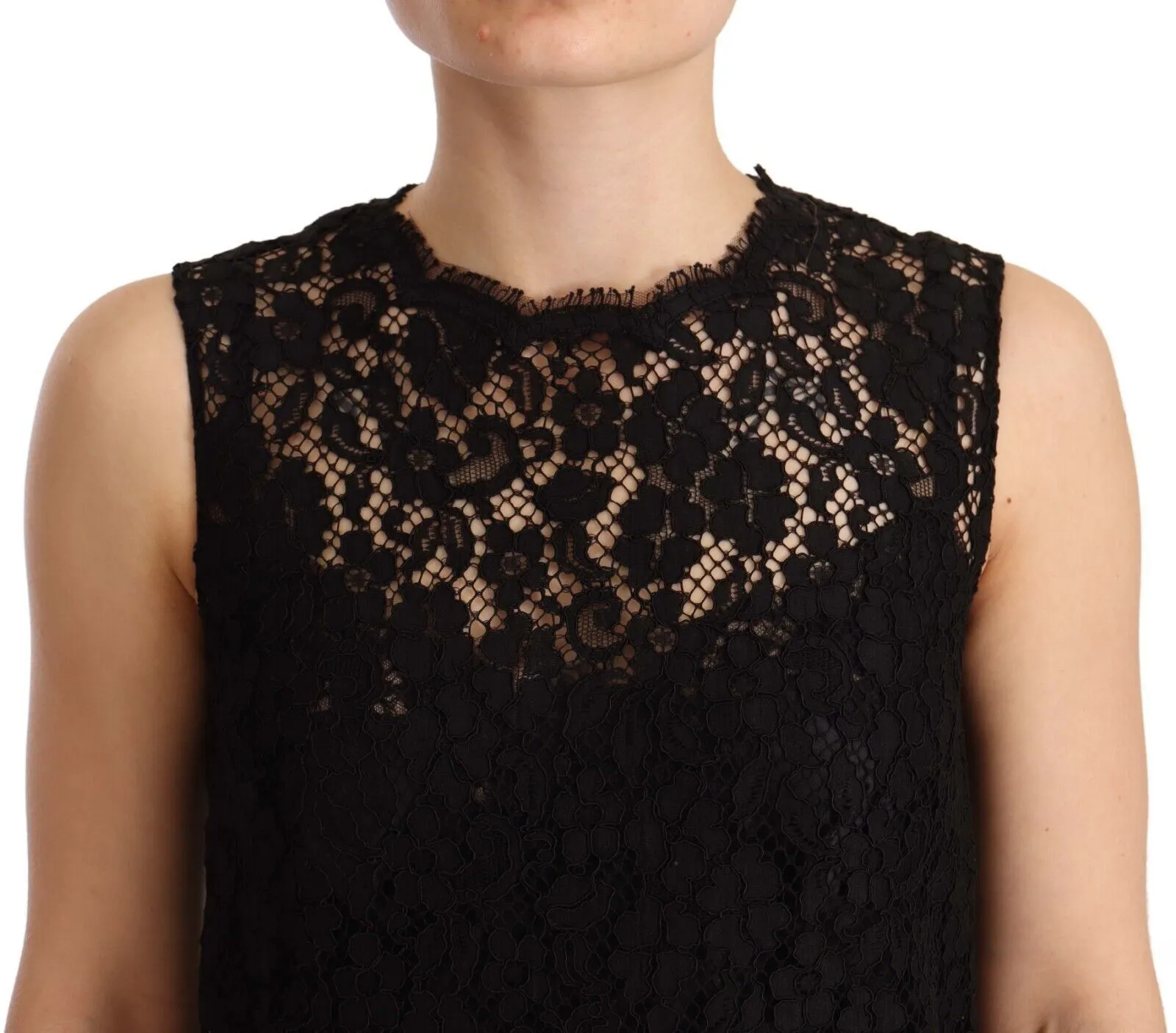 Dolce & Gabbana Women's Elegant Floral Lace Sheath Dress in Black