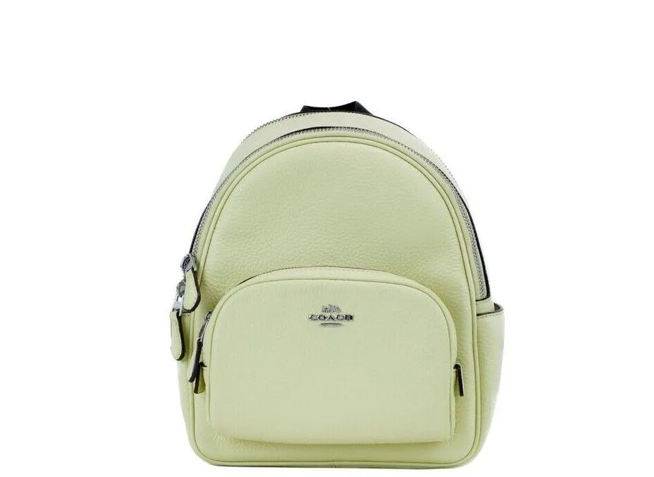 COACH Women's Mini Court Pale Lime Pebbled Leather Shoulder Backpack Bag