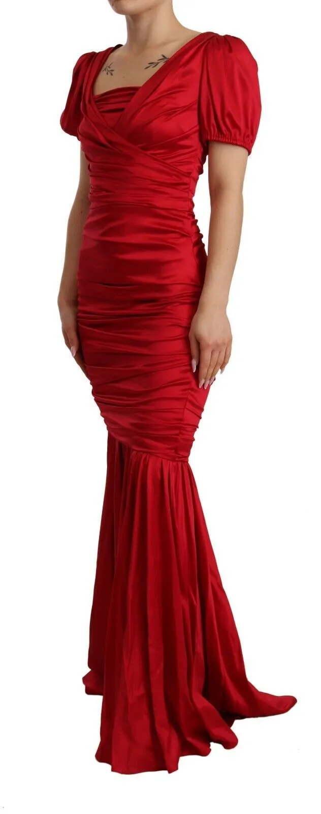 Dolce & Gabbana Women's Elegant Red Silk Stretch Mermaid Dress