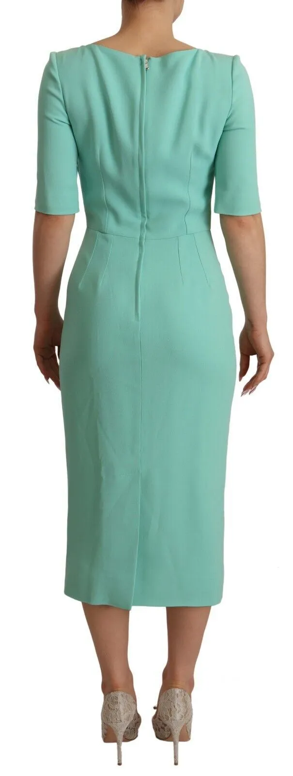 Dolce & Gabbana Women's Mint Green Sheath Dress with Square Neck