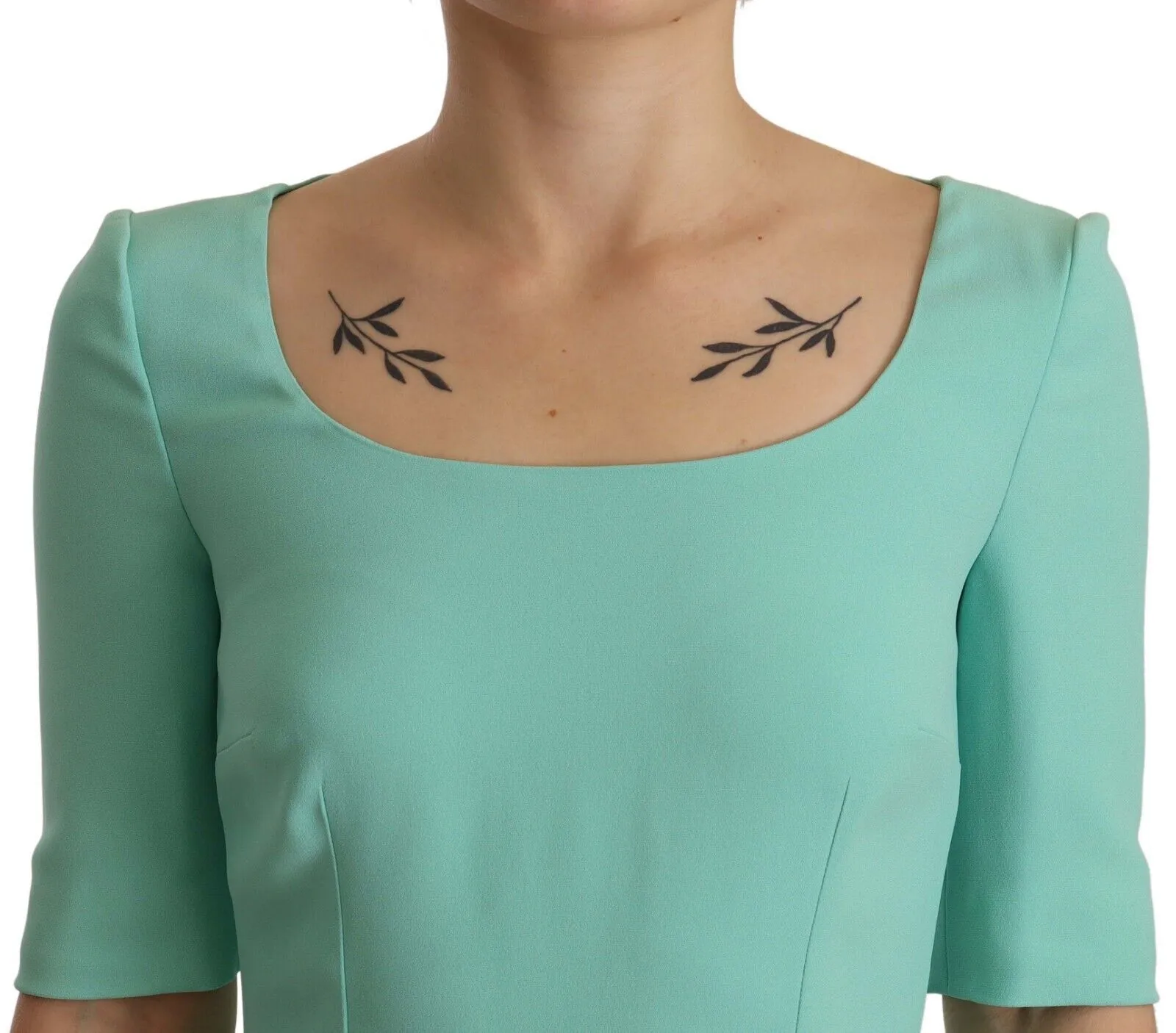 Dolce & Gabbana Women's Mint Green Sheath Dress with Square Neck