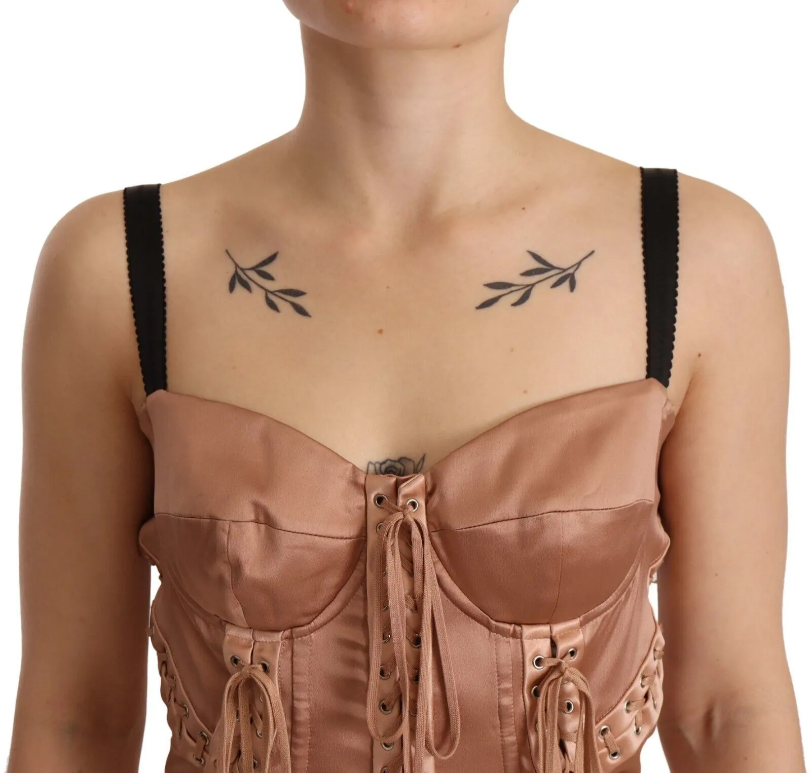 Dolce & Gabbana Women's Elegant Beige Corset Midi Silk Dress