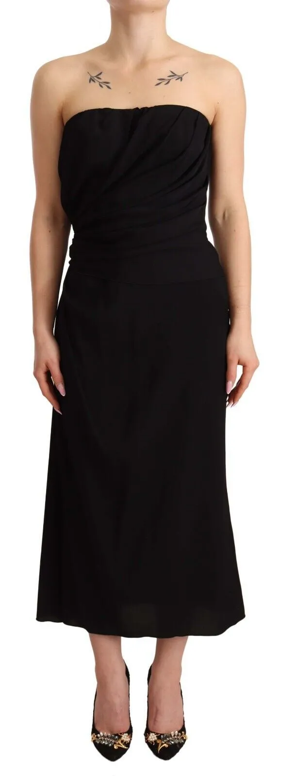 Dolce & Gabbana Women's Elegant Strapless Silk Midi Dress