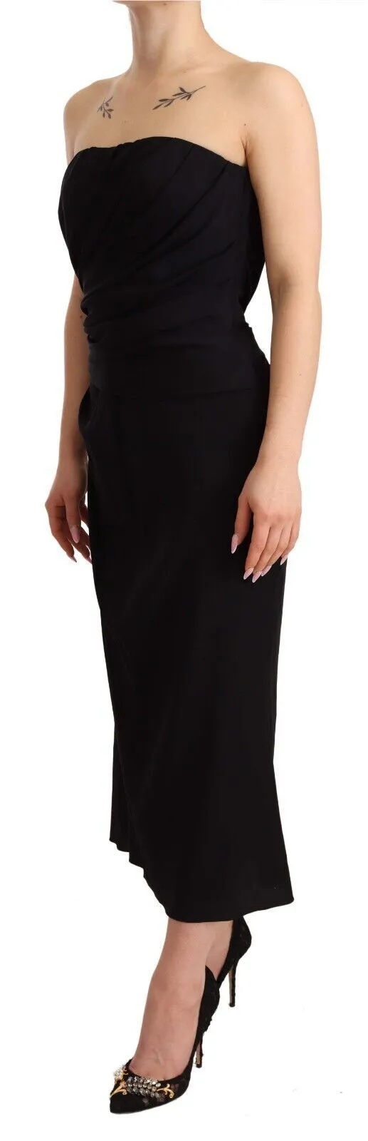 Dolce & Gabbana Women's Elegant Strapless Silk Midi Dress