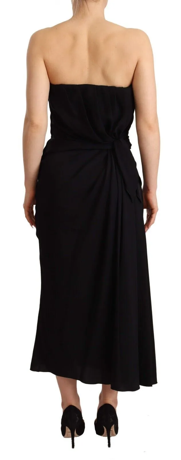 Dolce & Gabbana Women's Elegant Strapless Silk Midi Dress