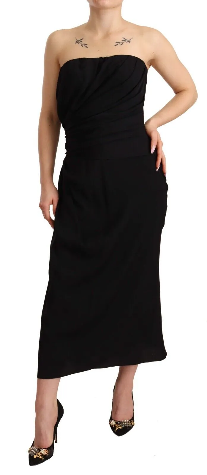 Dolce & Gabbana Women's Elegant Strapless Silk Midi Dress
