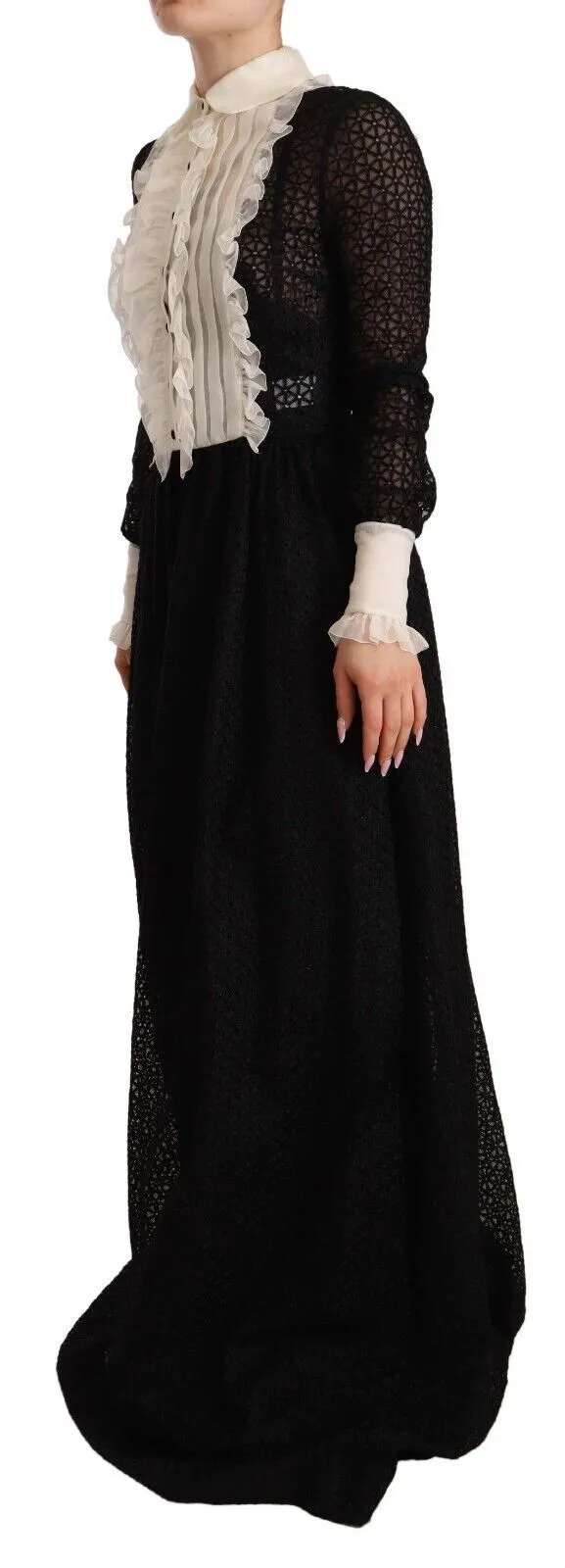 Dolce & Gabbana Women's Elegant Black and White A-Line Dress with Ruffles