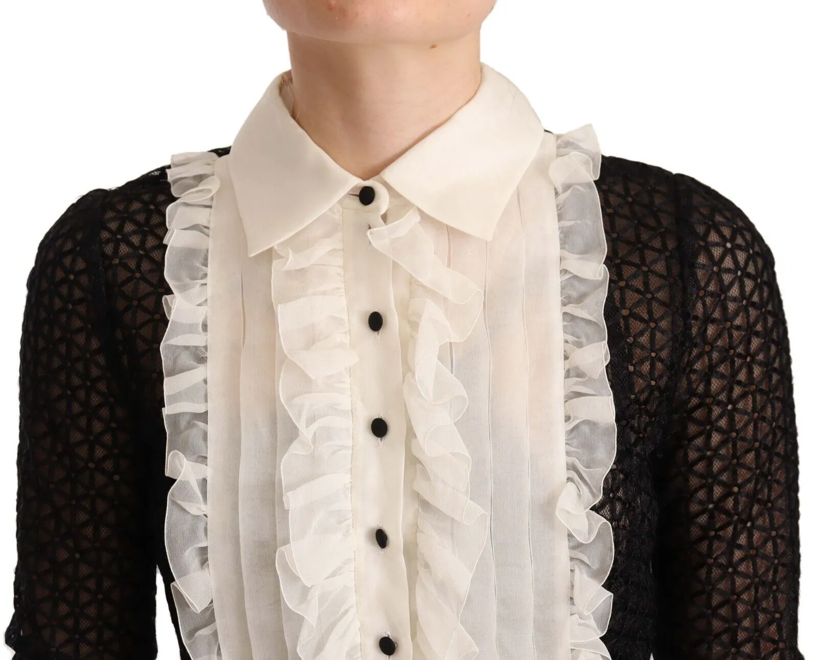 Dolce & Gabbana Women's Elegant Black and White A-Line Dress with Ruffles