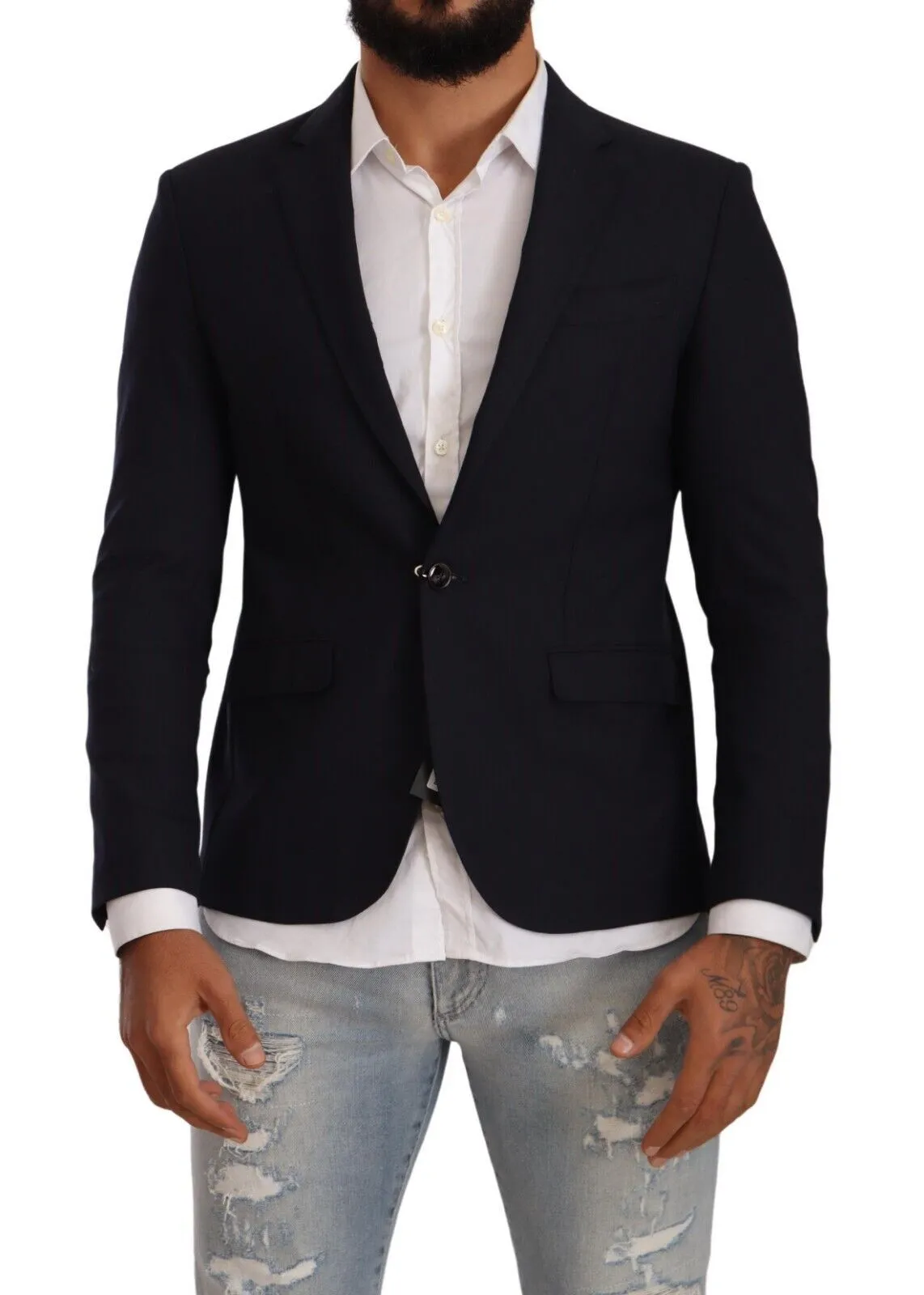 Domenico Tagliente Men's Elegant Single Breasted Black Jacket