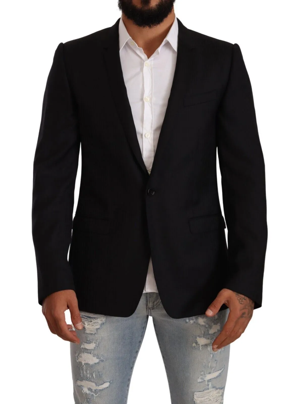 Dolce & Gabbana Men's Exclusive Black Virgin Wool Blazer