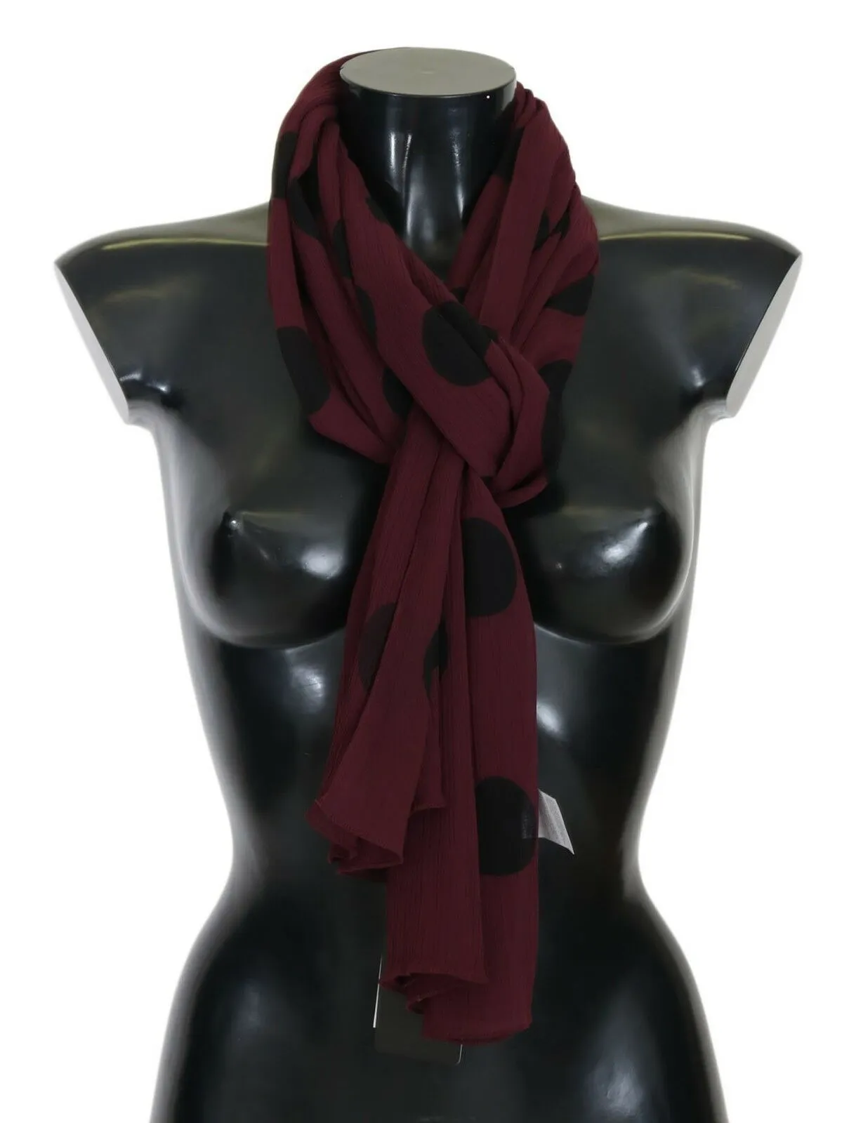 Dolce & Gabbana Women's Elegant Bordeaux Polka Dot Scarf Wrap