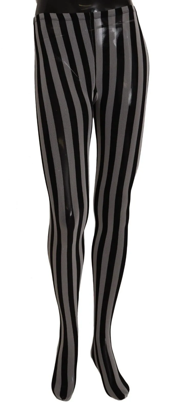 Dolce & Gabbana Women's Black and White Striped Luxury Tights