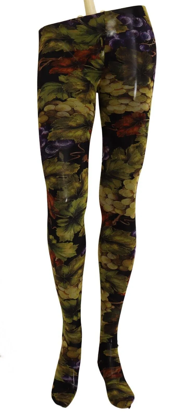 Dolce & Gabbana Women's Elegant Black Grapes Printed Nylon Tights