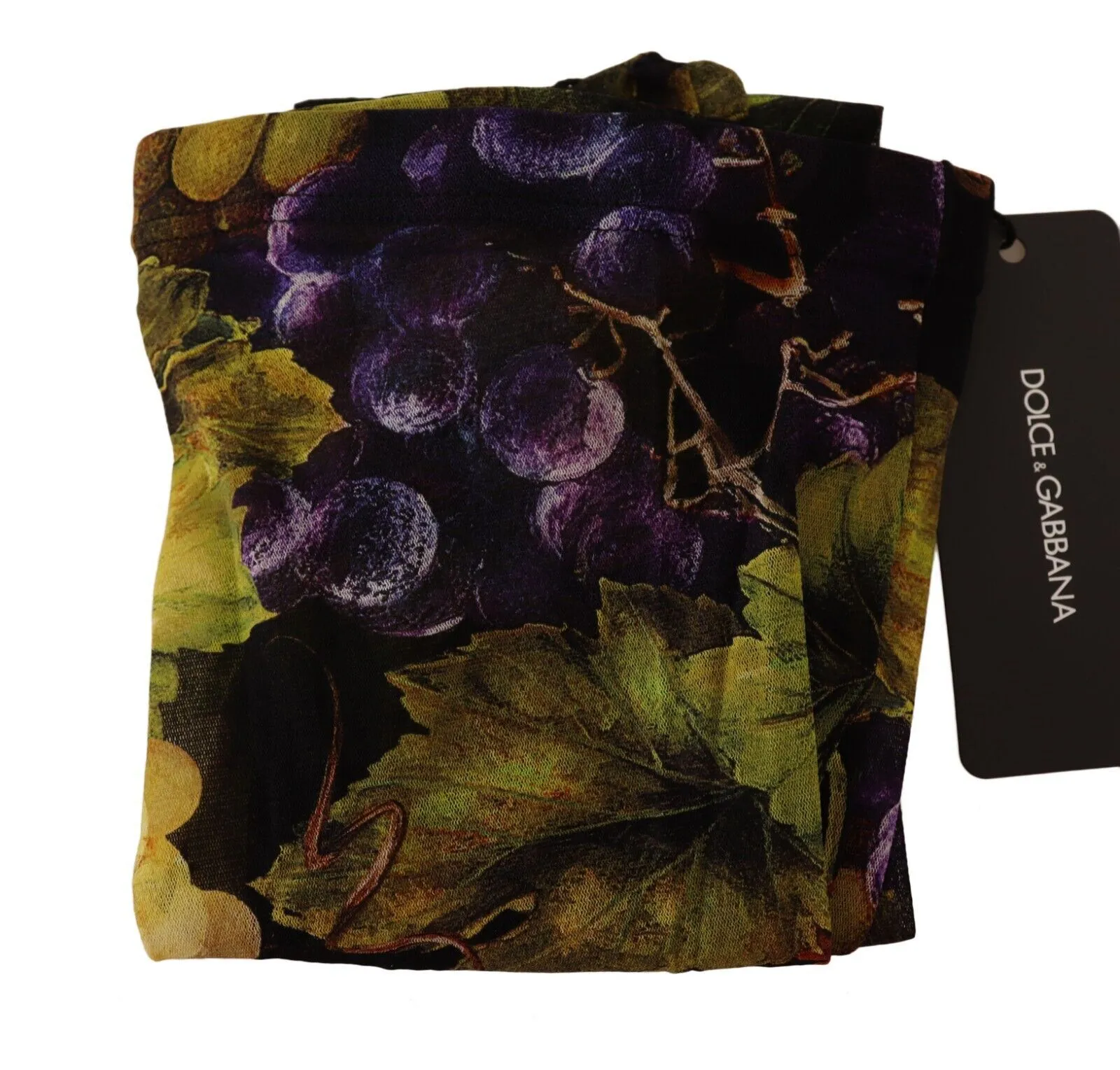 Dolce & Gabbana Women's Elegant Black Grapes Printed Nylon Tights