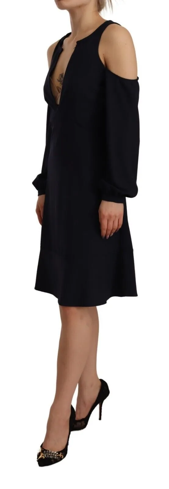 Twinset Women's Chic Black Open Shoulder A-Line Dress
