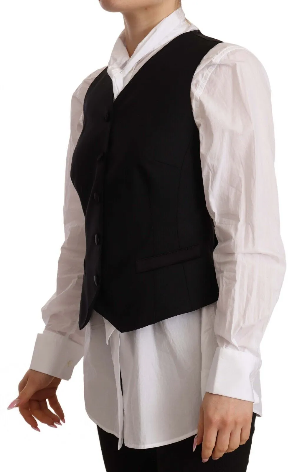 Dolce & Gabbana Women's Elegant Black Wool Blend Waistcoat